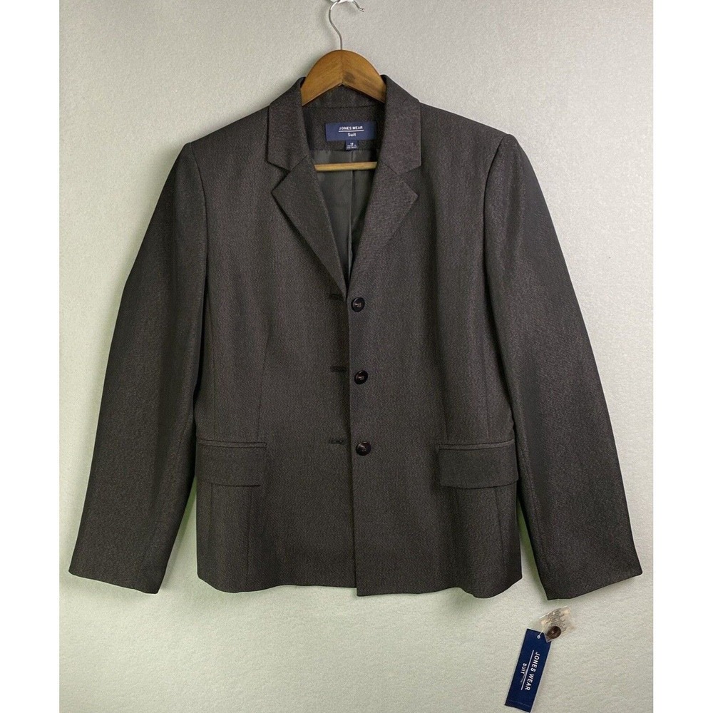 NWT Jones Wear Suit Blazer Size 12 Career 3Button Notched Lapel Textured Manager